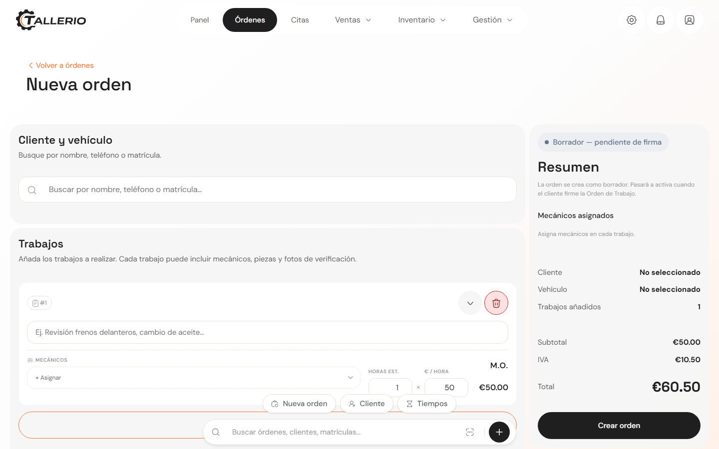 Asignación de mecánicos a un trabajo