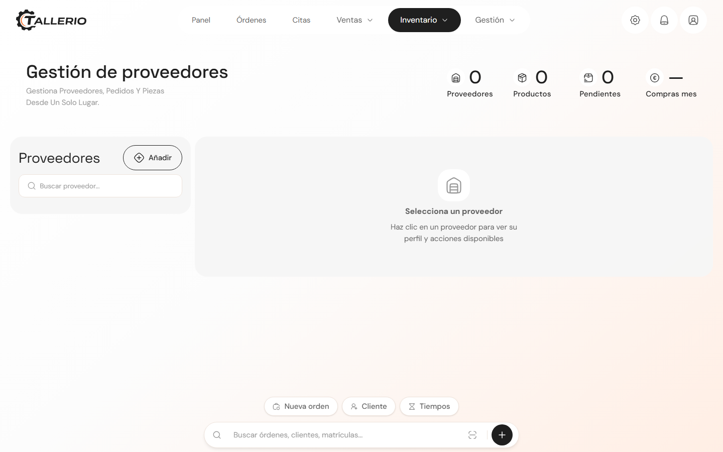 Ficha de un proveedor con sus pedidos